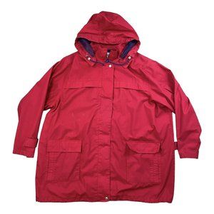 Vintage‎ Hunters Run Jacket Womens 1X Red Full Zip Removable Hood